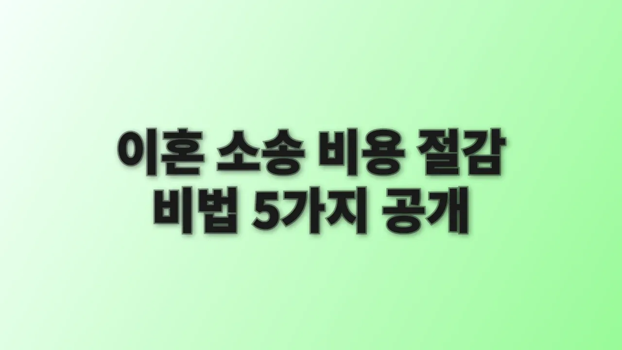 이혼 소송 비용 절감 비법 5가지 공개